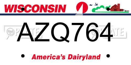 AZQ764 Wisconsin License Plate