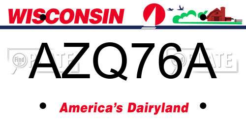 AZQ76A Wisconsin License Plate