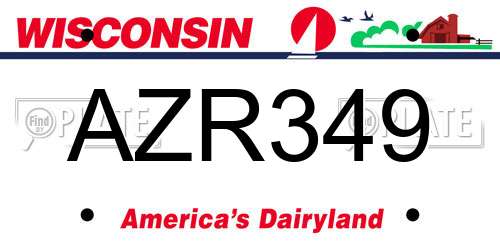 AZR349 Wisconsin License Plate