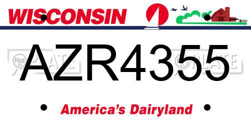 AZR4355 Wisconsin License Plate