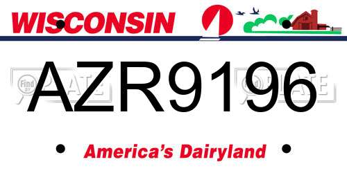 AZR9196 Wisconsin License Plate