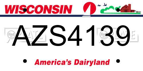 AZS4139 Wisconsin License Plate