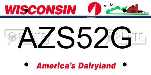 AZS52G Wisconsin License Plate