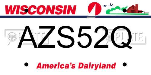 AZS52Q Wisconsin License Plate