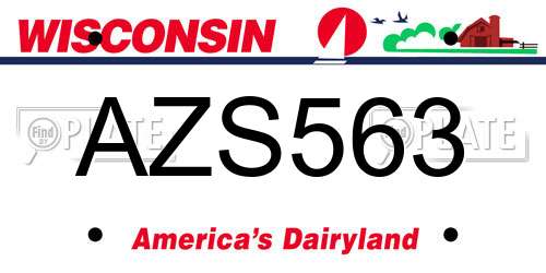 AZS563 Wisconsin License Plate