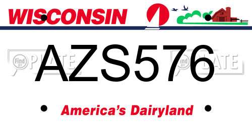 AZS576 Wisconsin License Plate