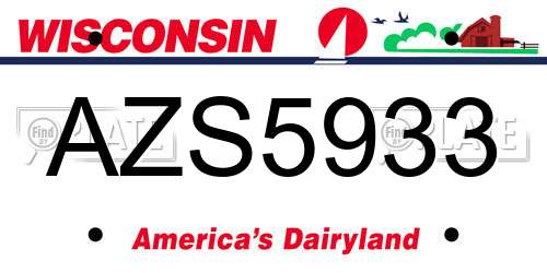 AZS5933 Wisconsin License Plate