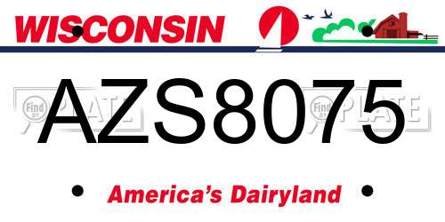 AZS8075 Wisconsin License Plate