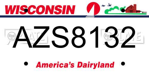 AZS8132 Wisconsin License Plate