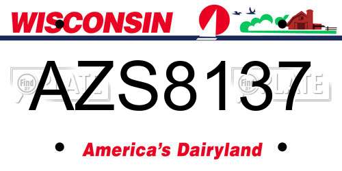 AZS8137 Wisconsin License Plate
