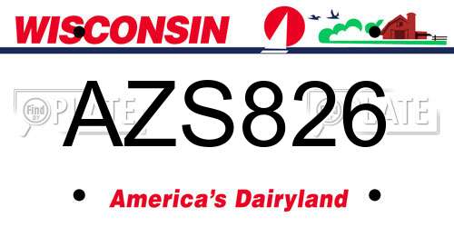 AZS826 Wisconsin License Plate