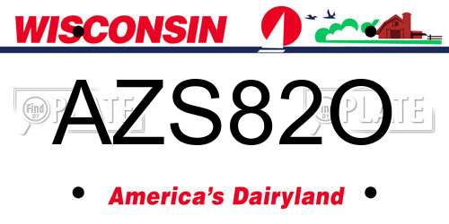 AZS82O Wisconsin License Plate