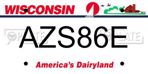 AZS86E Wisconsin License Plate