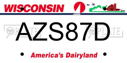 AZS87D Wisconsin License Plate