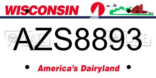 AZS8893 Wisconsin License Plate