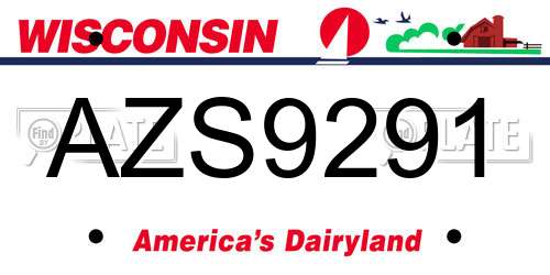 AZS9291 Wisconsin License Plate