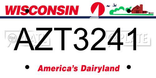 AZT3241 Wisconsin License Plate