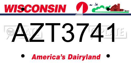 AZT3741 Wisconsin License Plate