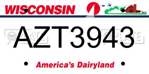 AZT3943 Wisconsin License Plate