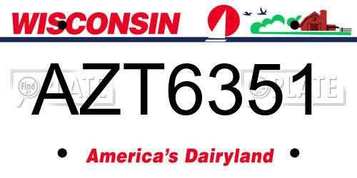 AZT6351 Wisconsin License Plate
