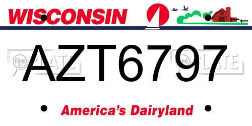 AZT6797 Wisconsin License Plate