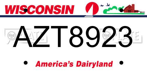 AZT8923 Wisconsin License Plate