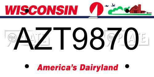 AZT9870 Wisconsin License Plate