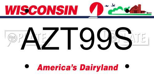 AZT99S Wisconsin License Plate