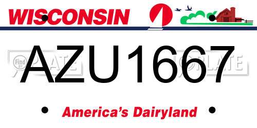 AZU1667 Wisconsin License Plate
