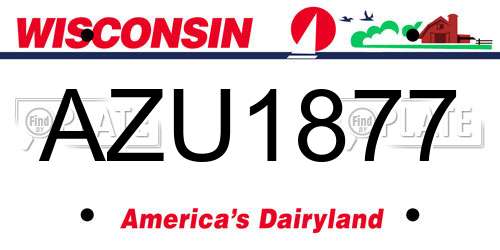 AZU1877 Wisconsin License Plate