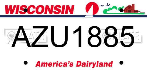 AZU1885 Wisconsin License Plate