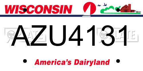 AZU4131 Wisconsin License Plate