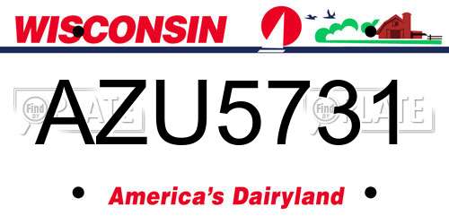 AZU5731 Wisconsin License Plate