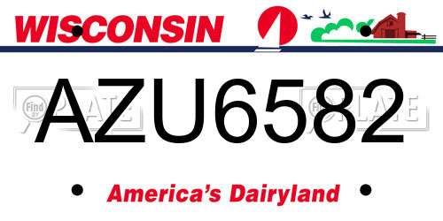 AZU6582 Wisconsin License Plate