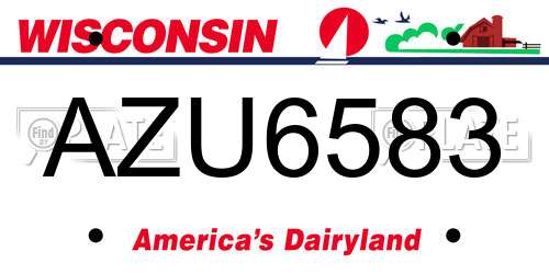 AZU6583 license plate in WI state
