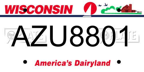 AZU8801 Wisconsin License Plate