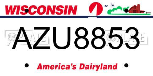 AZU8853 Wisconsin License Plate