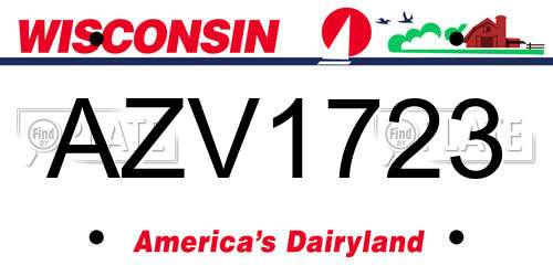 AZV1723 Wisconsin License Plate
