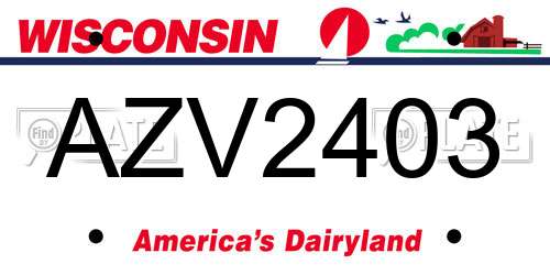 AZV2403 Wisconsin License Plate