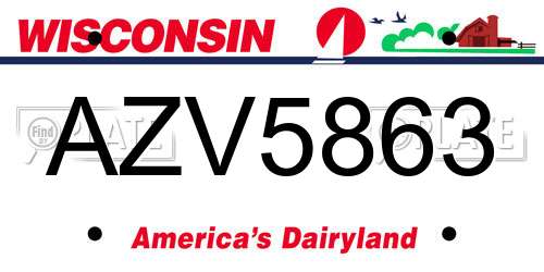 AZV5863 Wisconsin License Plate