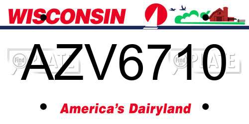 AZV6710 Wisconsin License Plate