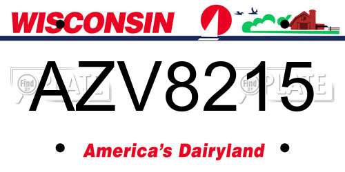 AZV8215 Wisconsin License Plate