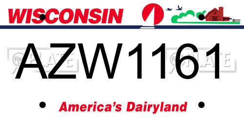 AZW1161 Wisconsin License Plate