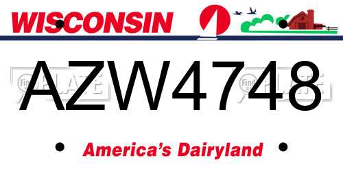 AZW4748 Wisconsin License Plate