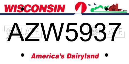 AZW5937 Wisconsin License Plate