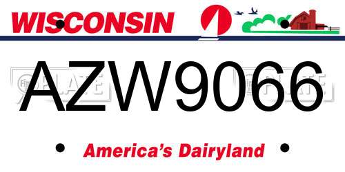 AZW9066 Wisconsin License Plate