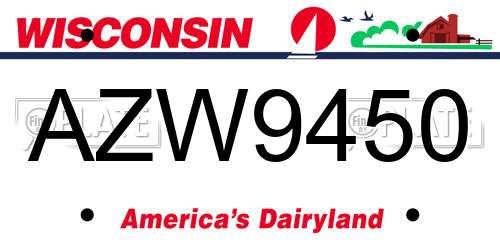 AZW9450 Wisconsin License Plate
