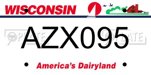 AZX095 Wisconsin License Plate