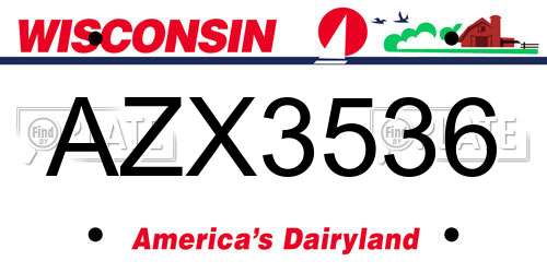 AZX3536 Wisconsin License Plate