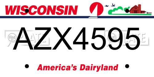 AZX4595 Wisconsin License Plate